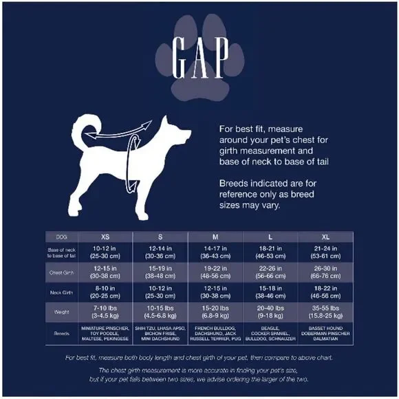 Gap Pet, Dog Clothes, Classic Logo Paw Print T-Shirt Size L - Picture 5 of 5